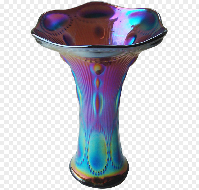 Vase Carnival Glass Beadwork Cobalt Blue PNG