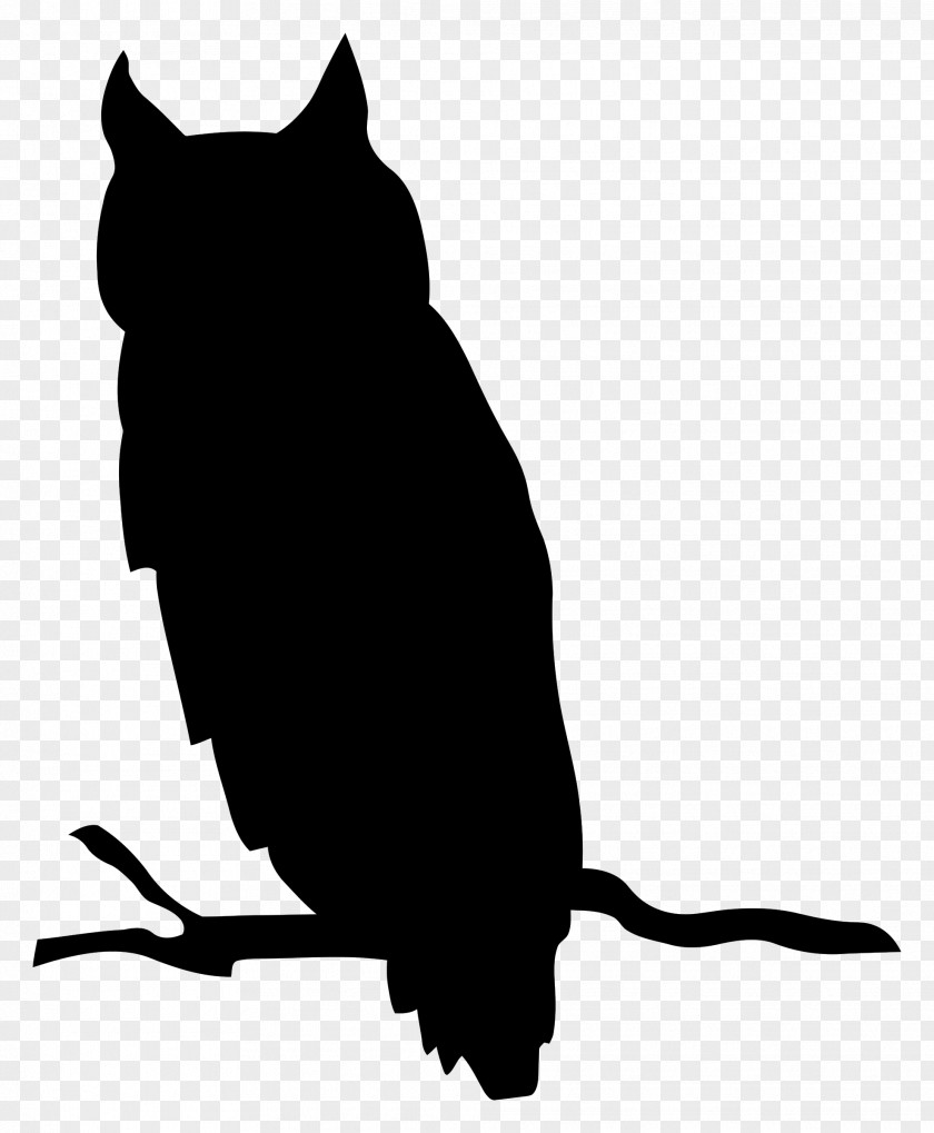 Black And White Silhouette Owl Clip Art PNG