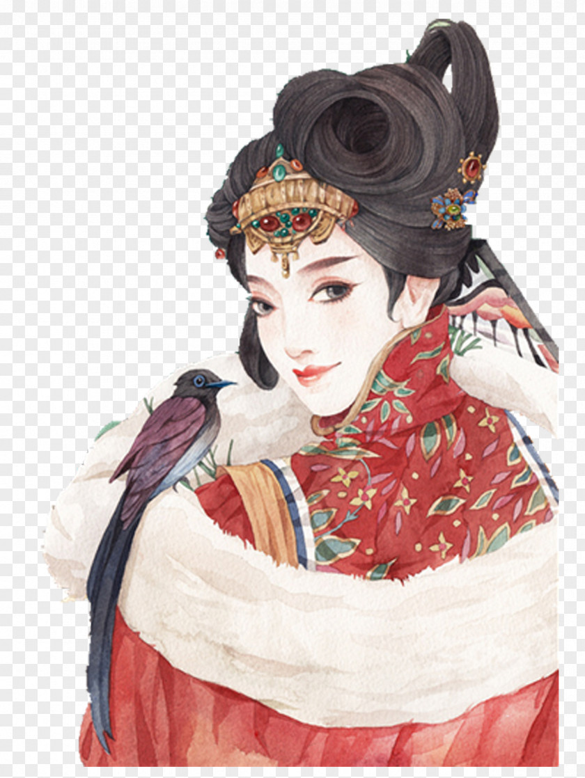 China Wind People Watercolor Painting Art Chinese Illustration PNG