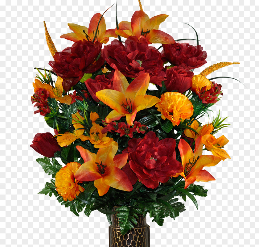 Lily Orange Artificial Flower Bouquet Floristry Cemetery PNG
