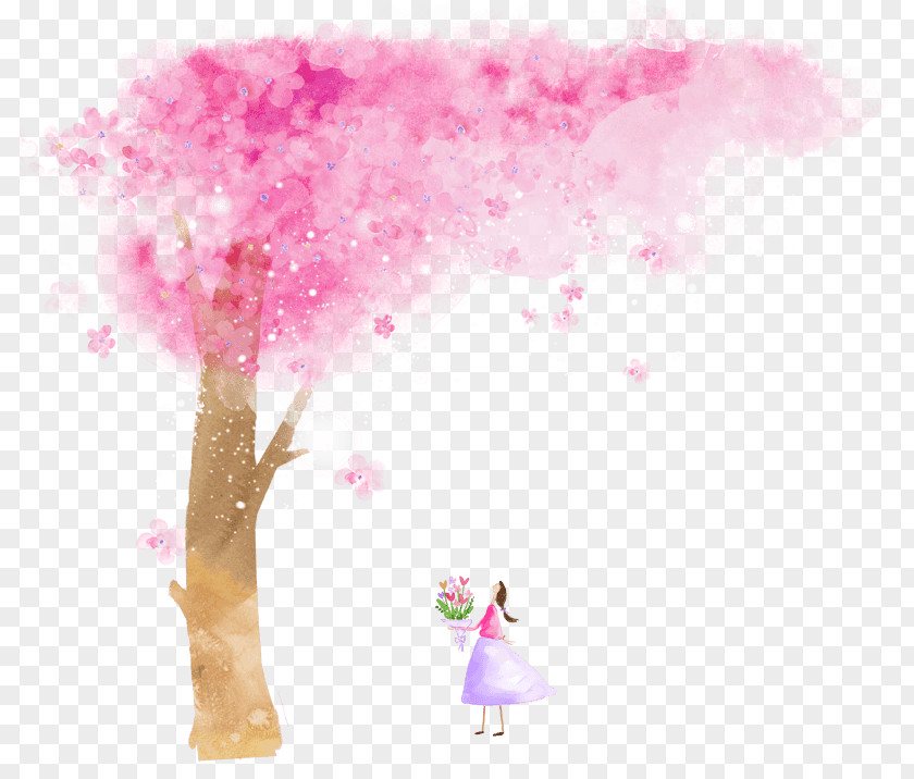 Peppa Pig Flowers Vector Graphics Image Cherry Blossom Watercolor Painting PNG