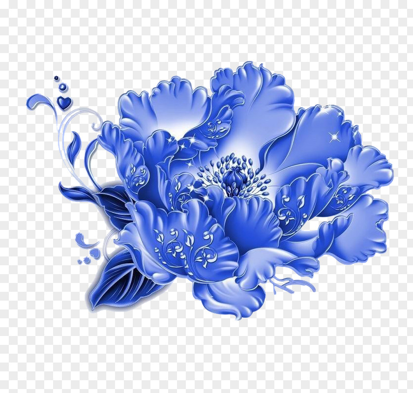 Blue Chrysanthemum And White Pottery Motif Photography Clip Art PNG