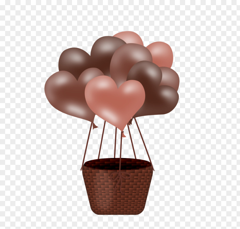 Hot Air Balloon Love Pattern Valentines Day Heart Clip Art PNG