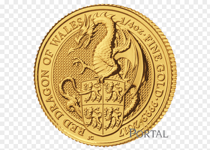 Invest Wales The Queen's Beasts Royal Mint Gold Bullion Coin PNG