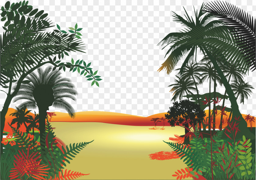 Tropical Jungle Cartoon Clip Art PNG