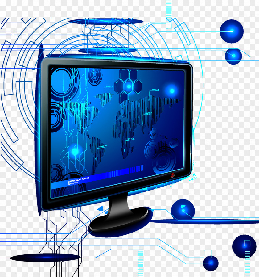 Blue Computer Technology Television Set Monitor PNG