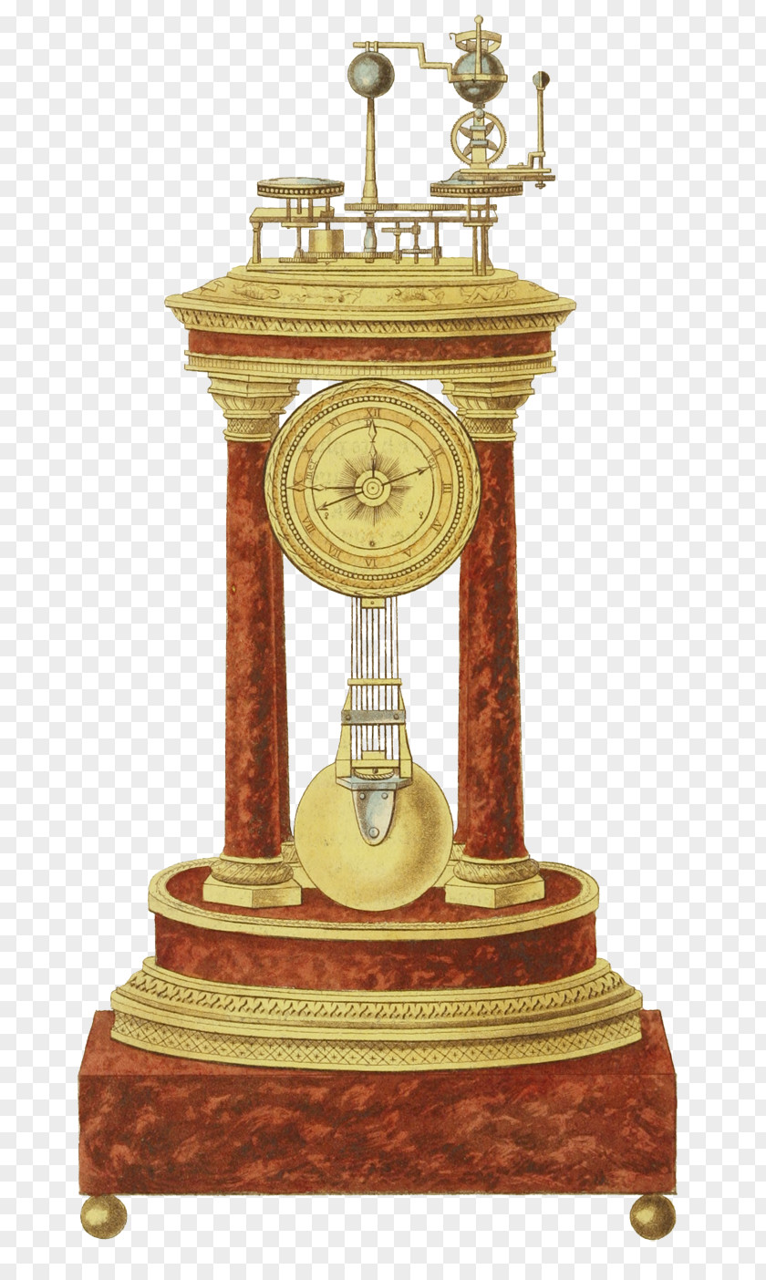 CLOCK MIDNIGHT Orrery Clock Planetarium Brass PNG