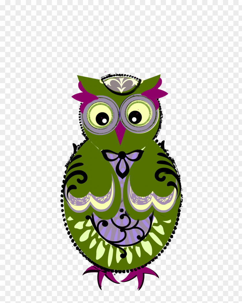 Pink Bird Of Prey Owl Green Purple Cartoon PNG