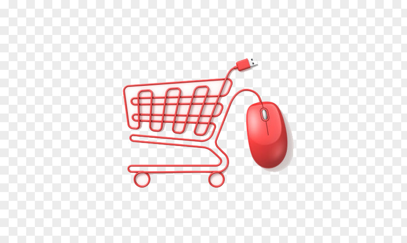 Red Mouse Shopping Cart Online E-commerce Sales PNG