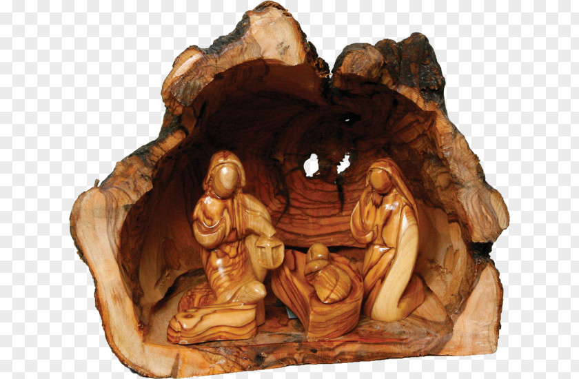 Christmas Nativity Scene Of Jesus Holy Family Olive Wood Carving In Palestine PNG