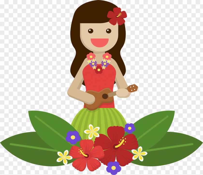 Hawaii Icon PNG Icon, Island girl, woman playing ukulele illustration clipart PNG