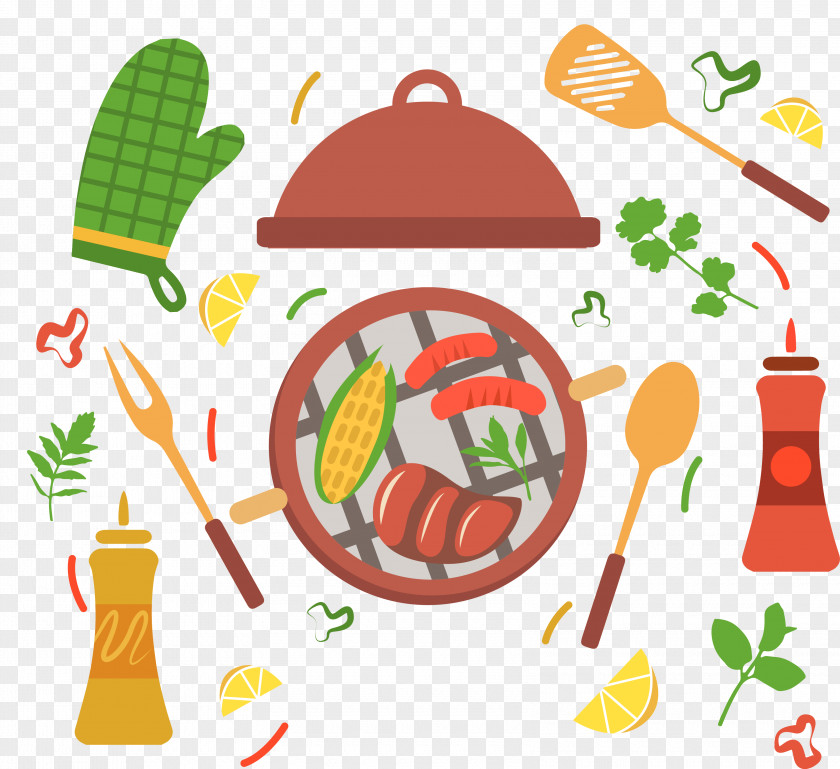 Manual Barbecue Party Elements Vector Meat Food Picnic PNG