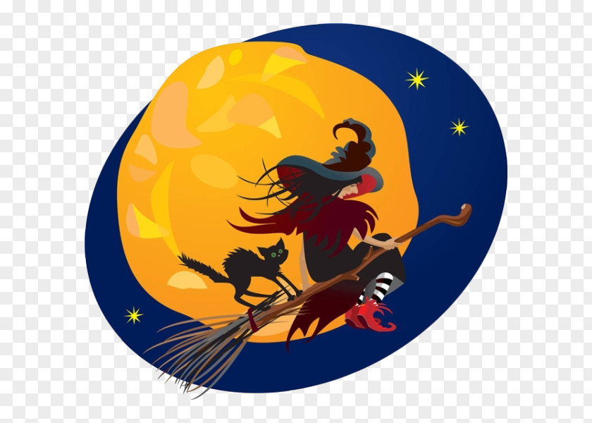 The Cartoon Witch Sitting On Magic Broom Halloween Witchcraft Illustration PNG
