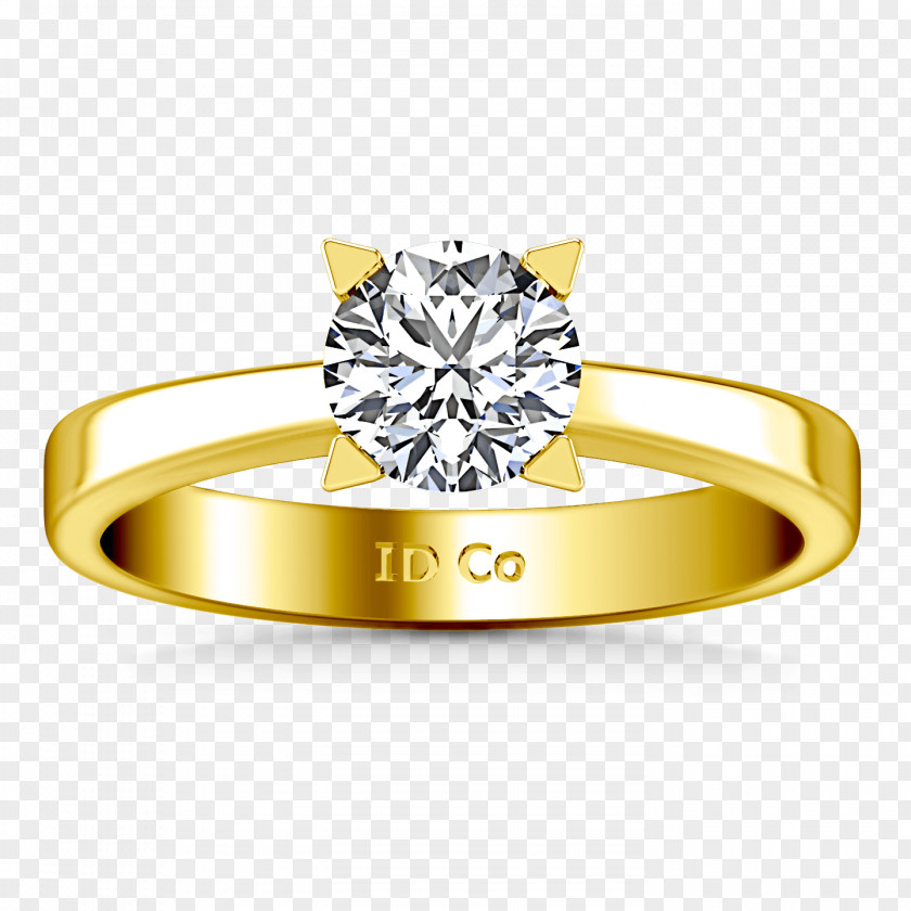 Yellow Ring Diamond Wedding Engagement Solitaire PNG