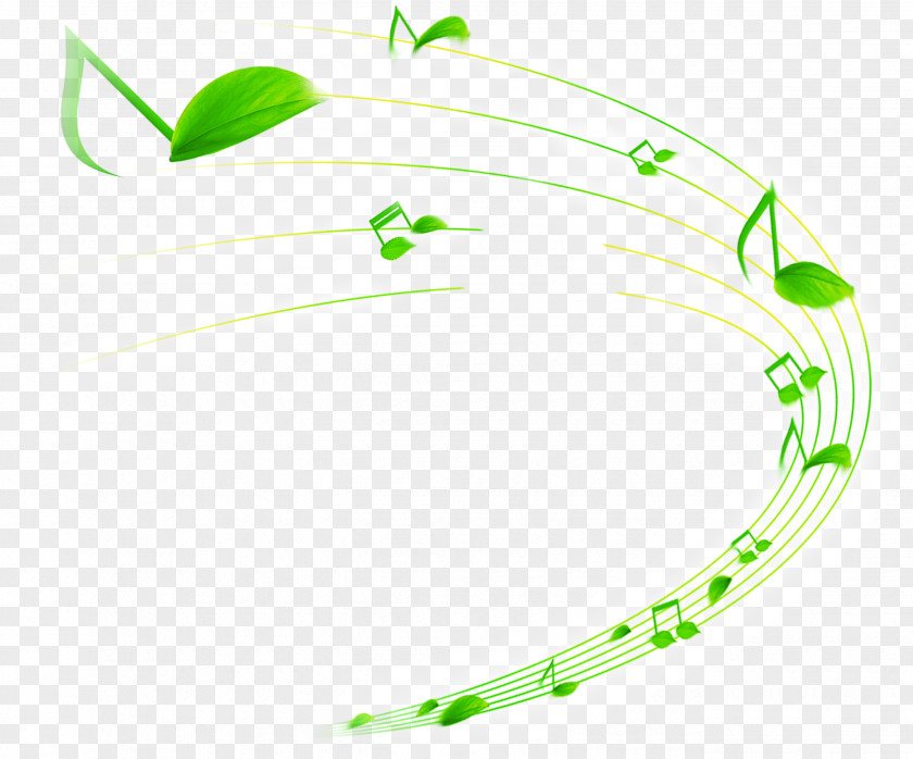 Green Small Fresh Cartoon Notes Effect Musical Note PNG
