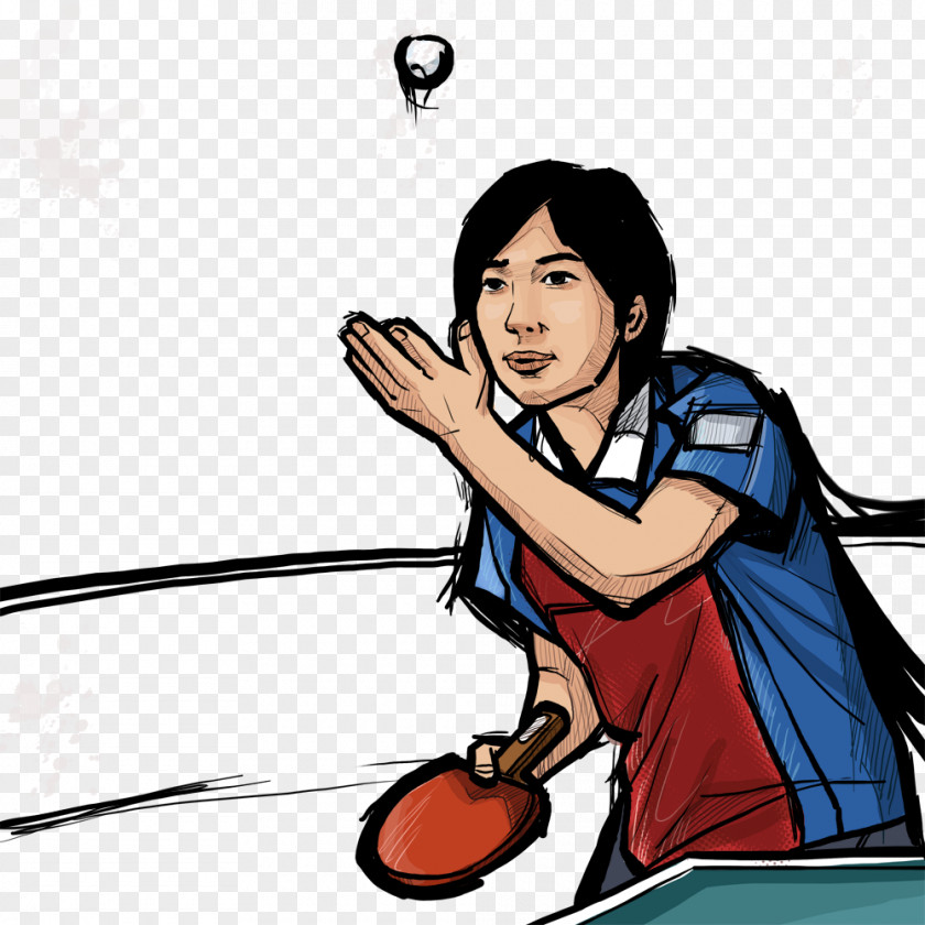 Hand-painted Table Tennis Athlete PNG