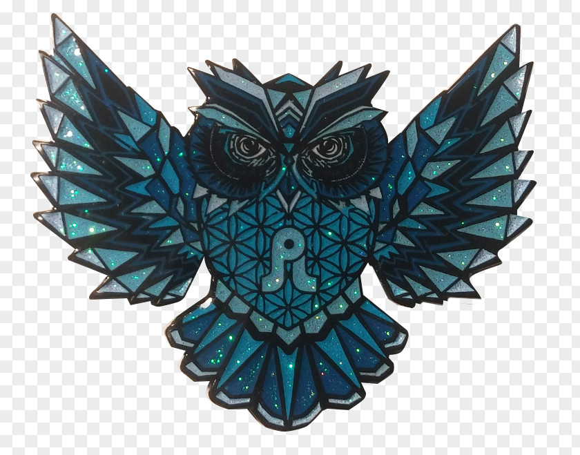 Hand-painted Owl Navy Blue Teal Bird PNG