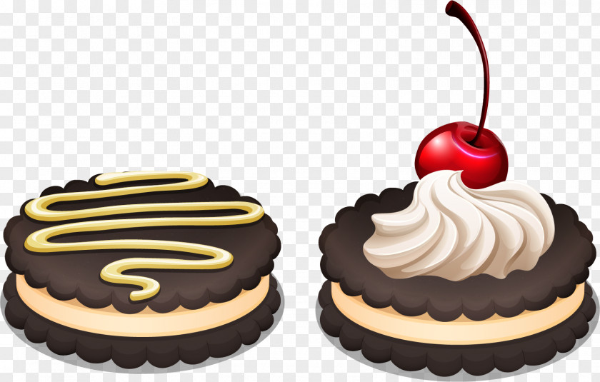 Vector Hand Painted Chocolate Biscuits Cream Sandwich Cookie Illustration PNG