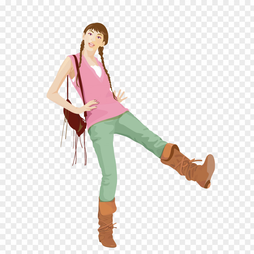 Girl Pigtail Illustration PNG Illustration, Tie braids girl clipart PNG