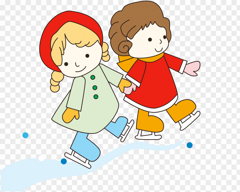 Kids Cartoon Winter Sport Ice Skating Clip Art PNG