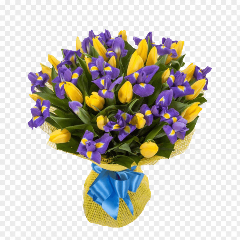 Tulip Flower Bouquet Yellow Irises PNG