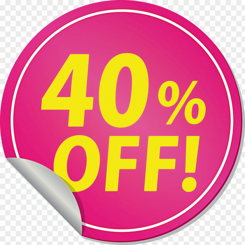 Discount Tag With 40% Off Label PNG