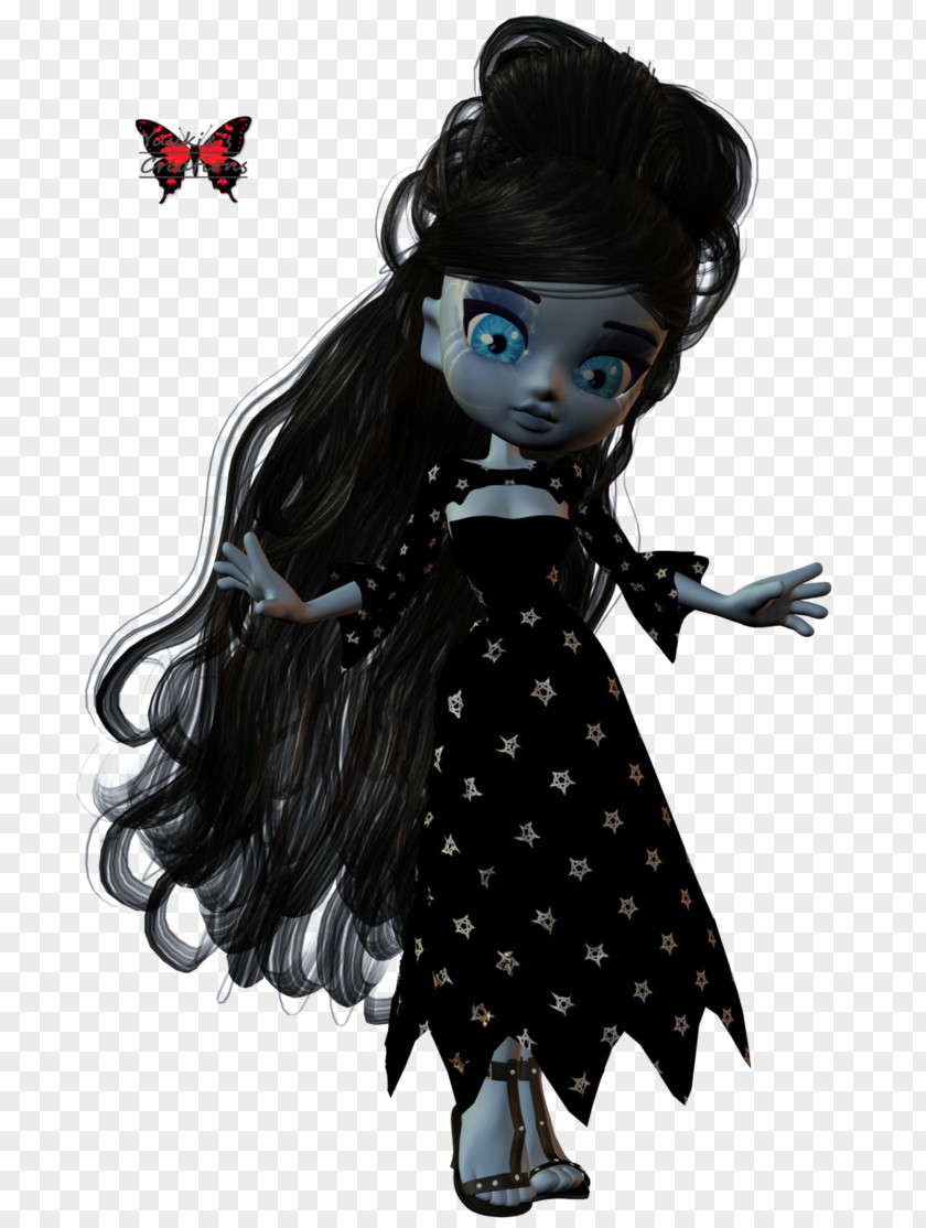 Design Black Hair Doll PNG