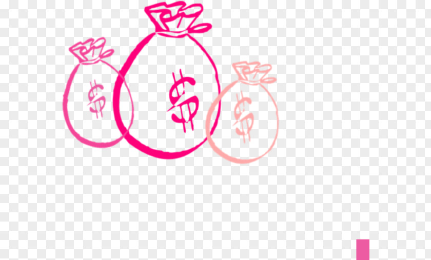 Pink Glitter Money Bag Dollar Sign Clip Art PNG