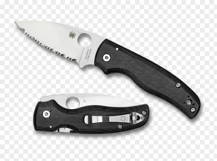 Knife Pocketknife Spyderco CPM S30V Steel Serrated Blade PNG