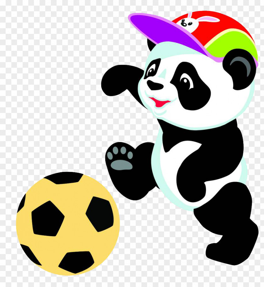 The Panda Who Plays Football Giant Cartoon Drawing Clip Art PNG