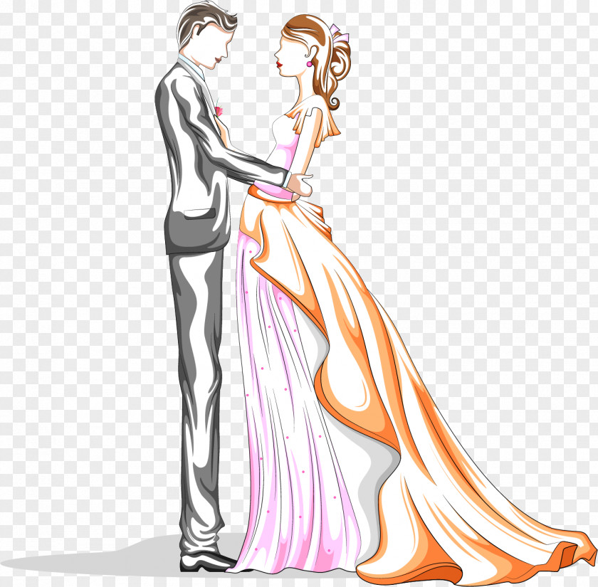 Valentines Day Painted The Bride And Groom Wedding Invitation Bridegroom PNG