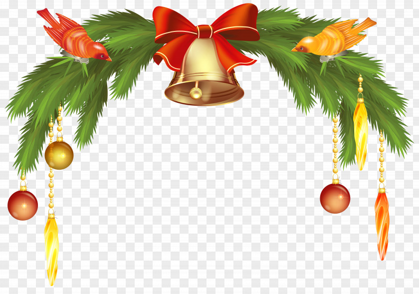 Christmas Bells With Pine Branch Clip Art Image Jingle Bell PNG