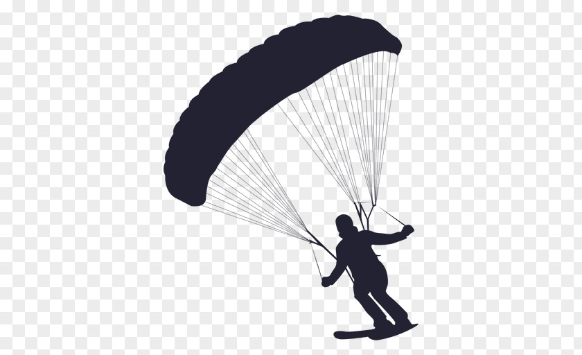 Parachute Paragliding Silhouette Drawing Speed Flying PNG