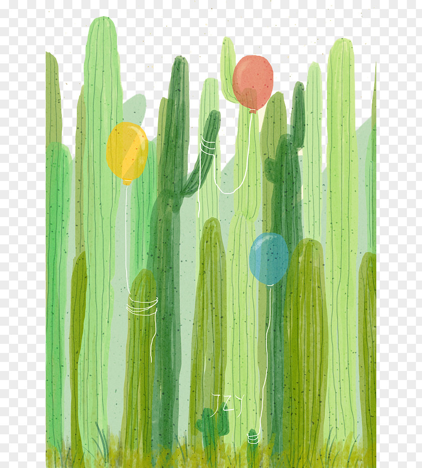 Drawing Plant Cactaceae Watercolor Painting PNG