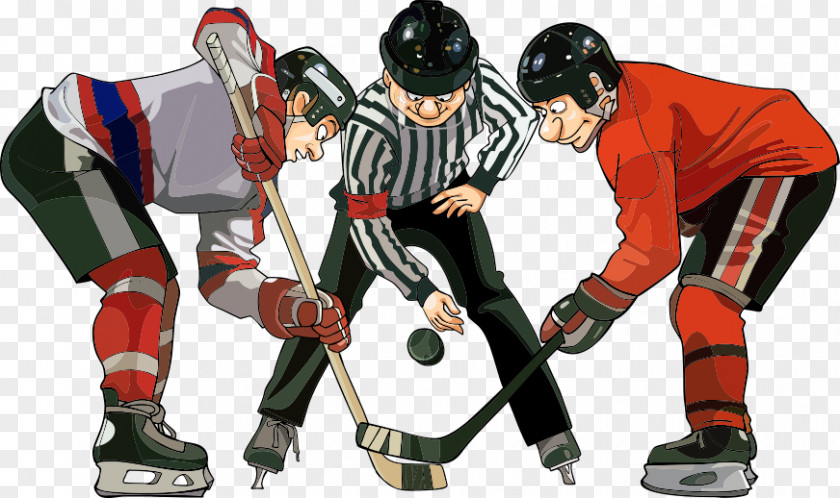 Vector Hockey Player Ice Puck Stick PNG