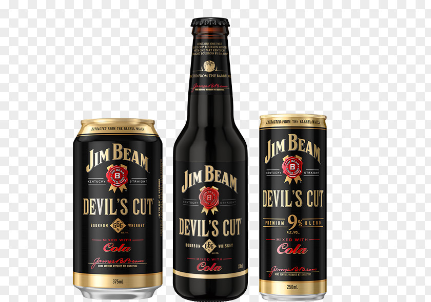 Bottle Bourbon Whiskey Fizzy Drinks Jim Beam White Label Devil's Cut PNG