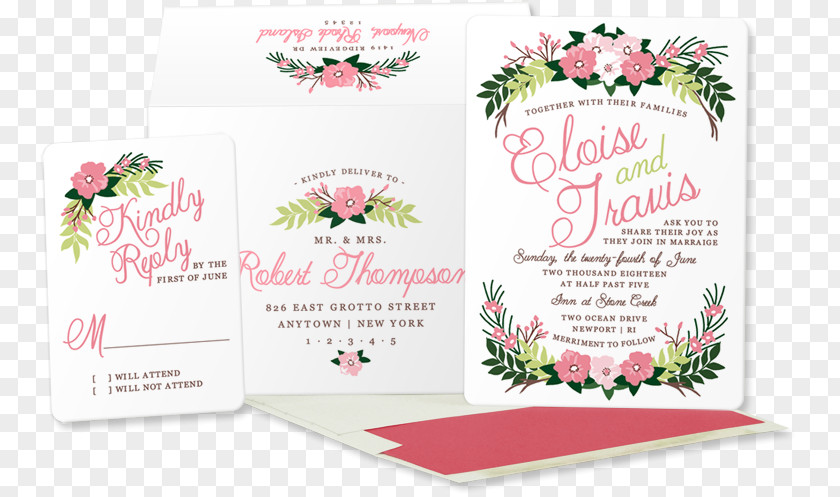Wedding Flower Garland Floral Design Invitation Pink M PNG