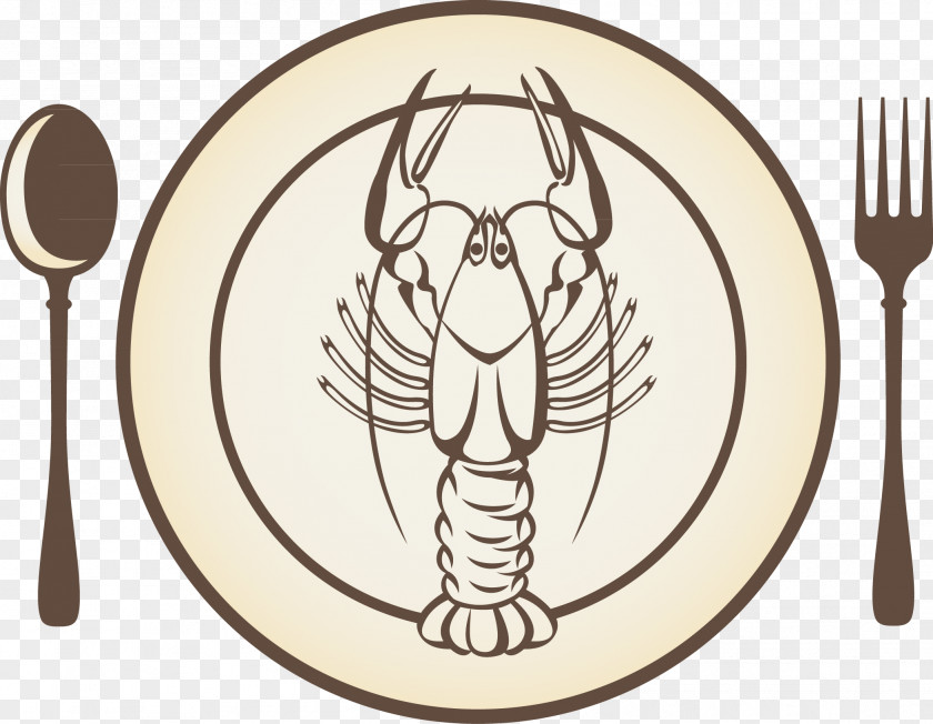 Fork Spoon Plate Shrimp Element Clip Art PNG