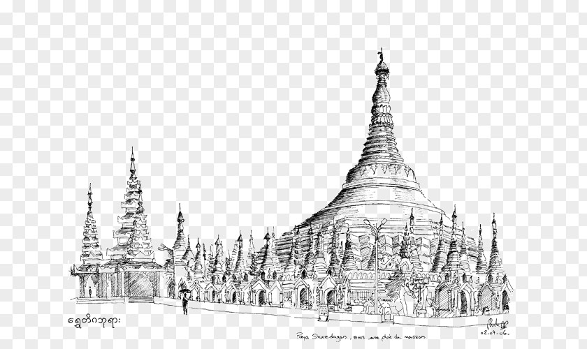 Temple Shwedagon Pagoda Drawing Burmese PNG