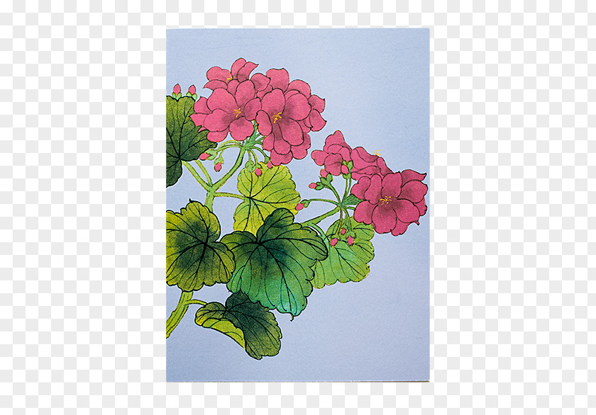Plum Blossom Pattern Crane's-bill Paper Watercolor Painting Floral Design PNG