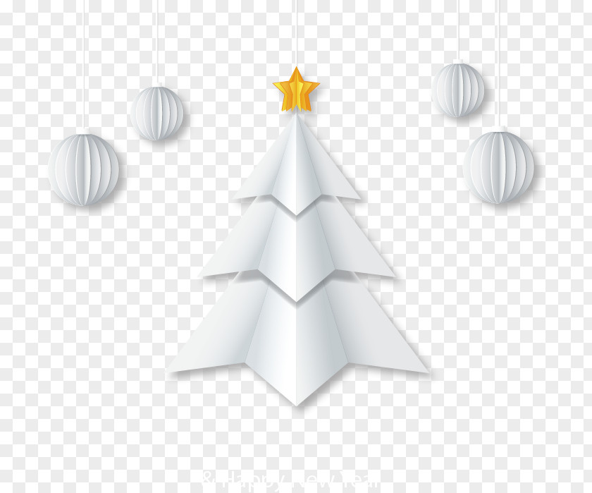 White Origami Christmas Tree Greeting Card Vector Paper PNG