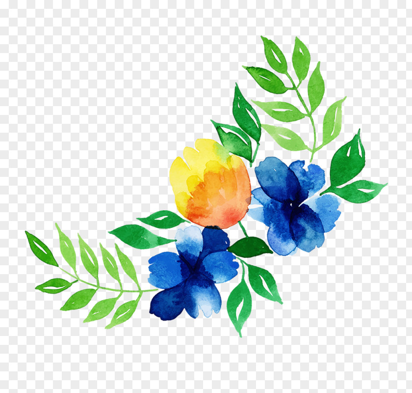 Gentiana Delphinium Watercolor Wreath Flower PNG