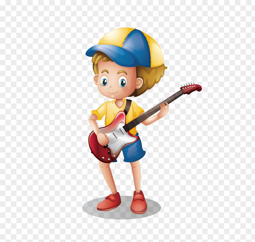 Hand-painted Cartoon Playing Guitar Boy PNG cartoon playing guitar boy clipart PNG