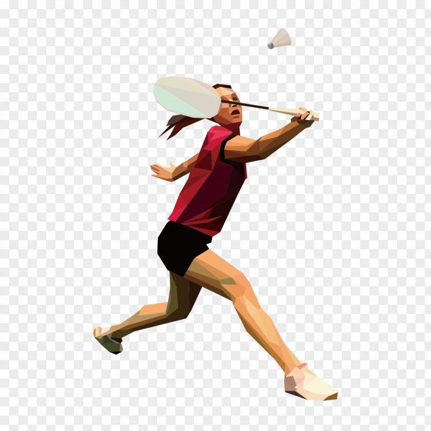 Vector People Playing Badminton PNG
