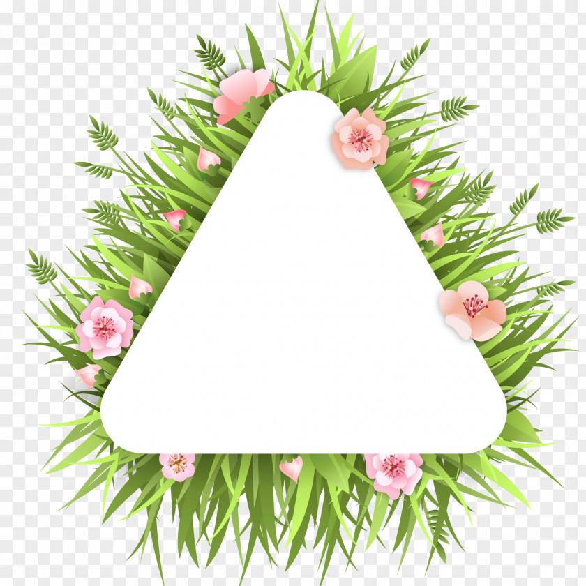 Creative Floral Triangle Label Vector Material International Women's Day Flower PNG