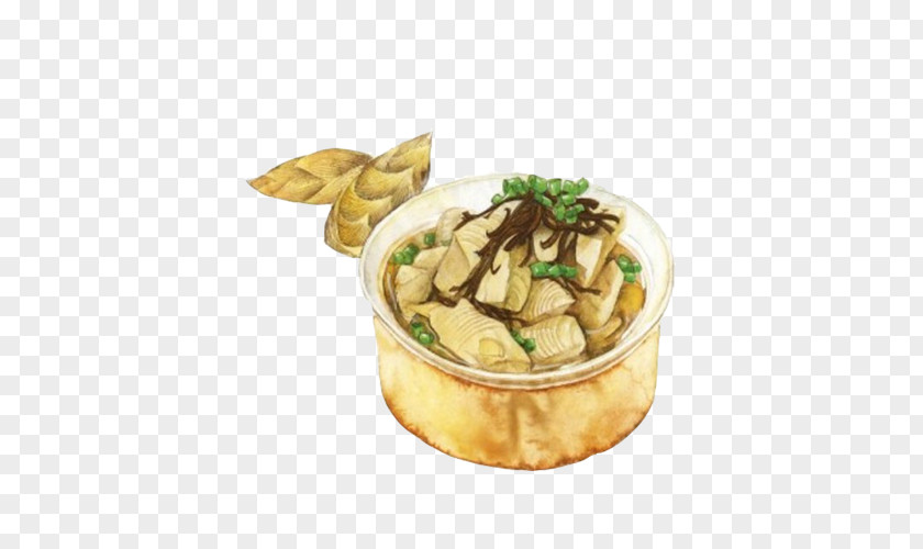 Braised Bamboo Shoots Hand Painting Material Picture Tea Vegetarian Cuisine Yum Cha Shoot Side Dish PNG