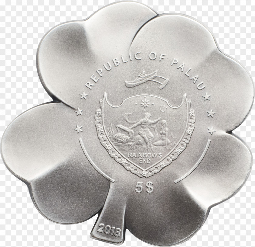 Silver Coin Palau Clover PNG