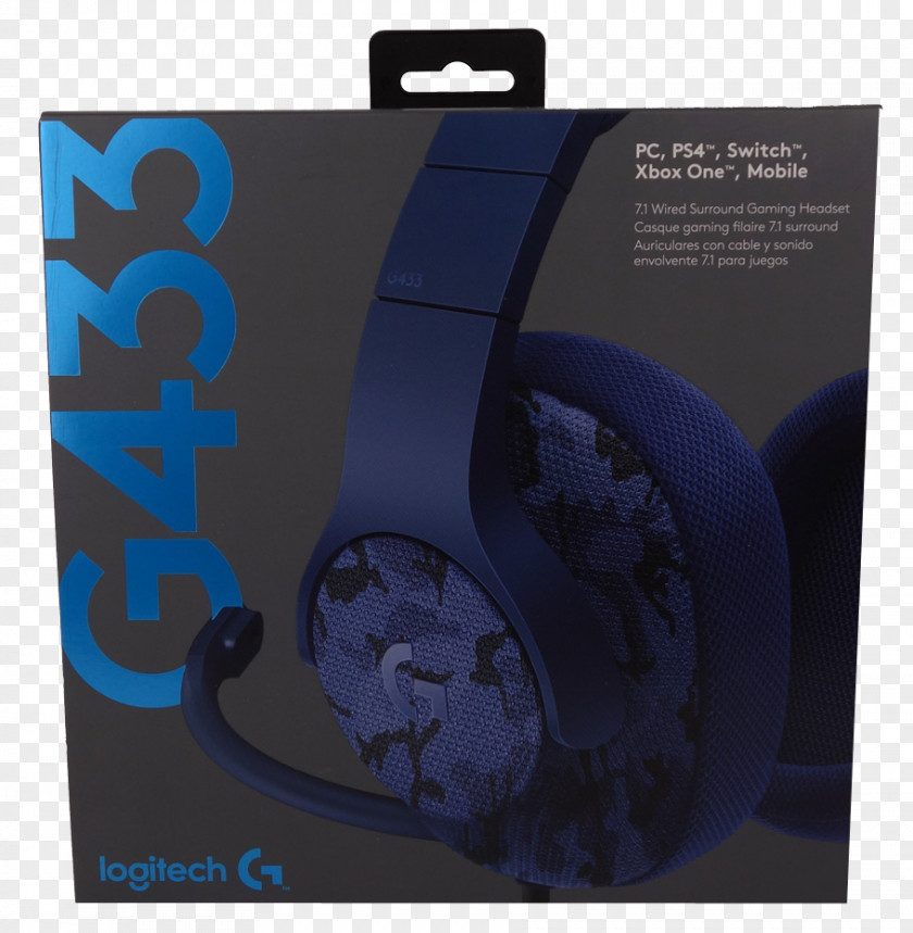 Gaming Headset Blue Headphones Microphone Logitech G433 PNG
