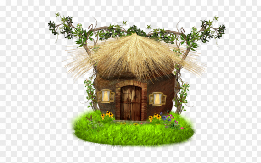 Lid On The Grass Hut House Animation Cartoon Illustration PNG