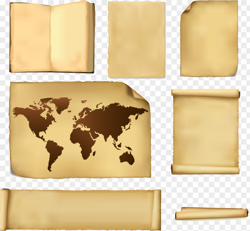 Paper Sheet Globe Old World Map PNG